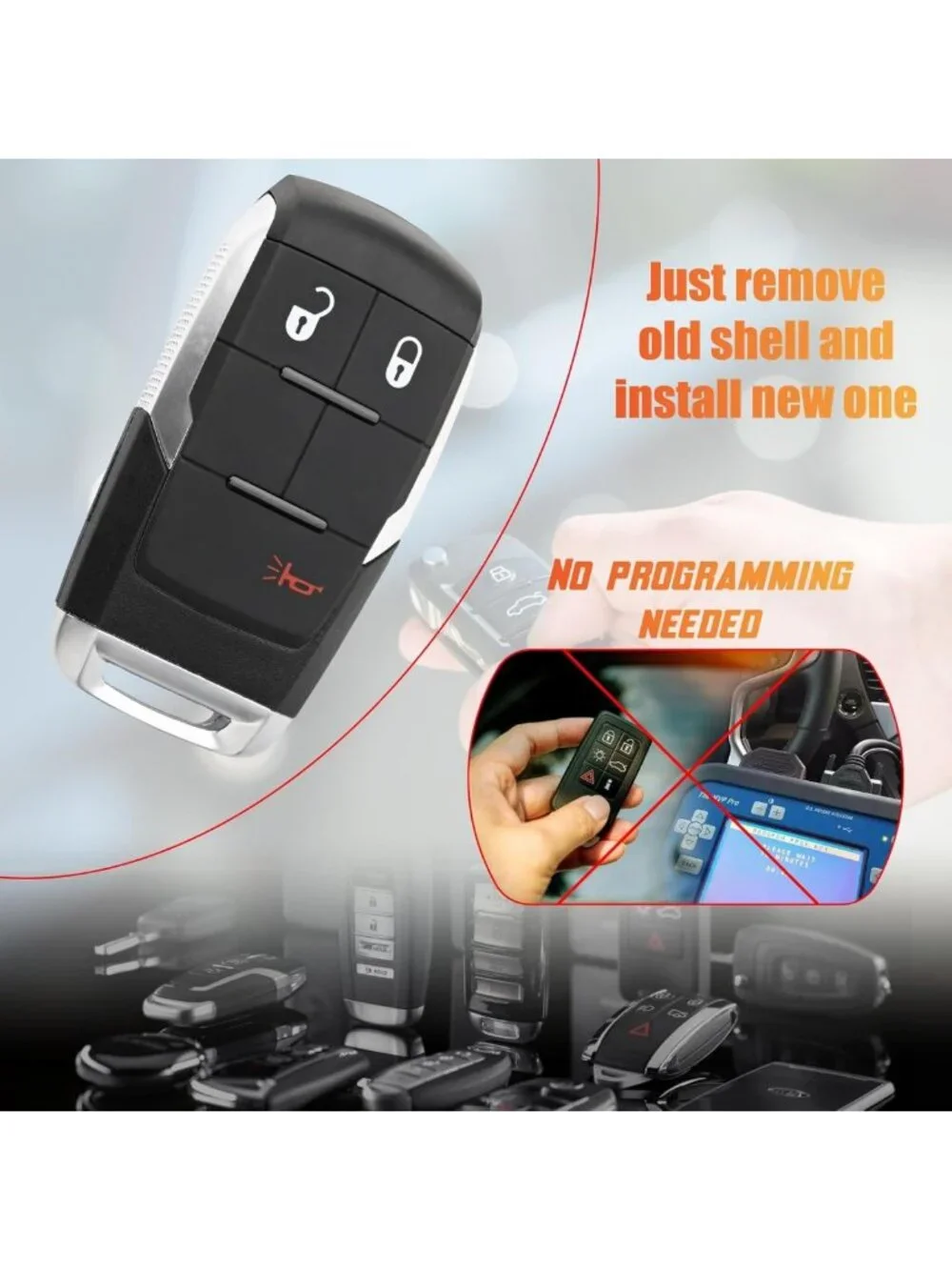 Key Fob Shell Case Compatible with 2019-2024 Models - Durable & Stylish 2PCS